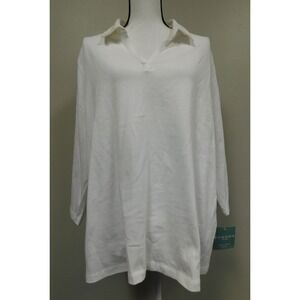 Sonoma Life + Style  Womens White Shirt  with Collar Size 2X